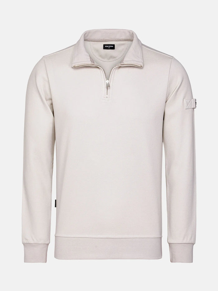 Stylish light beige Milburn Sweater with zipper. – Wam Denim.