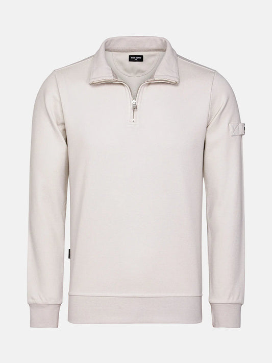 Stylish light beige Milburn Sweater with zipper. – Wam Denim.