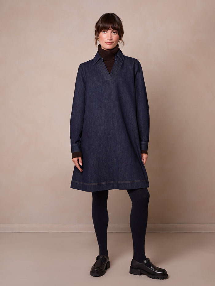 Denim Knee Length Shift Dress