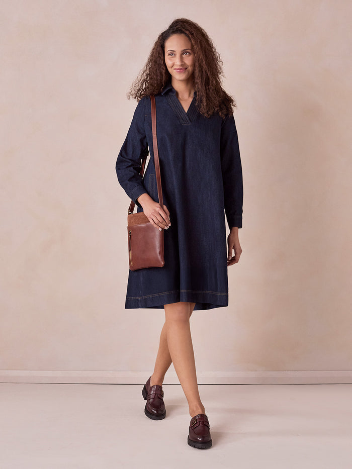 Denim Knee Length Shift Dress