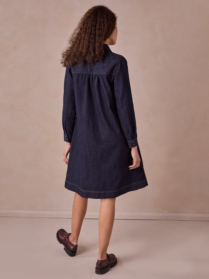 Denim Knee Length Shift Dress