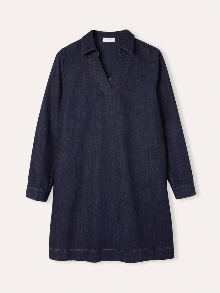 Denim Knee Length Shift Dress