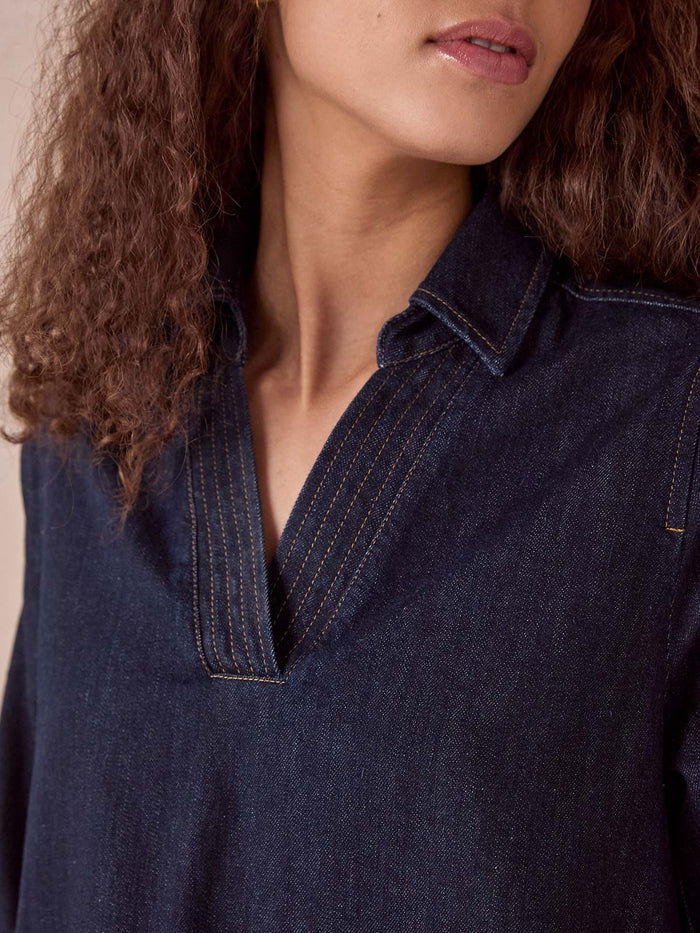 Denim Knee Length Shift Dress