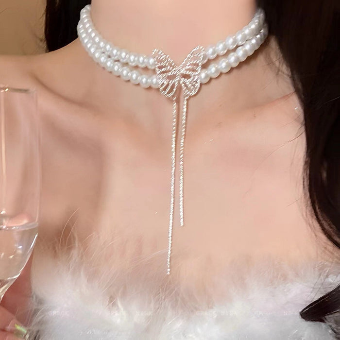 Diamond Butterfly Choker Necklace - Fashionnsio
