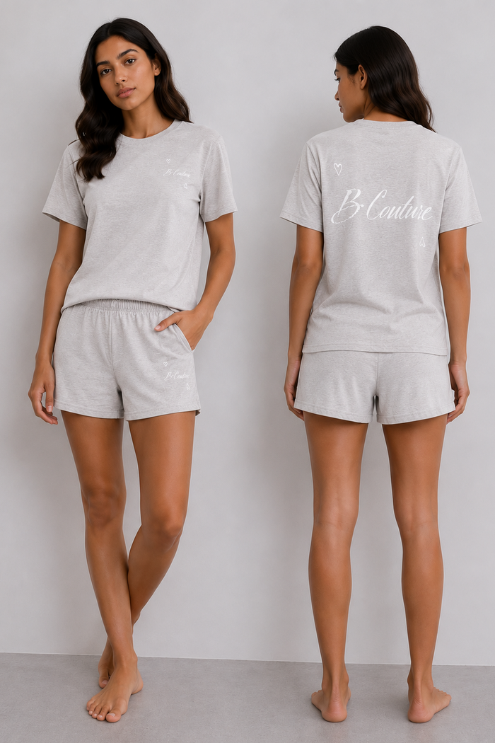 Dreamy Cotton Pyjama Set - Light Grey