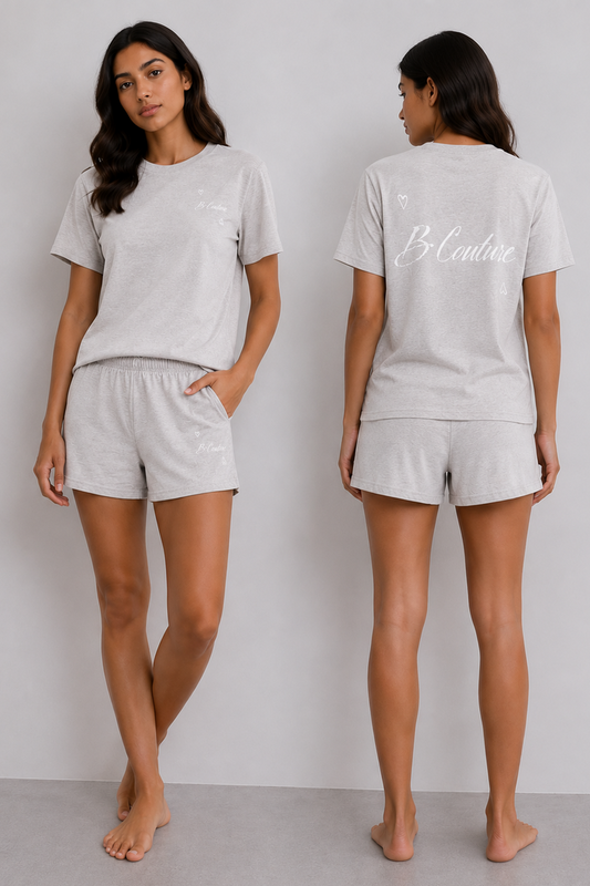 Dreamy Cotton Pyjama Set - Light Grey