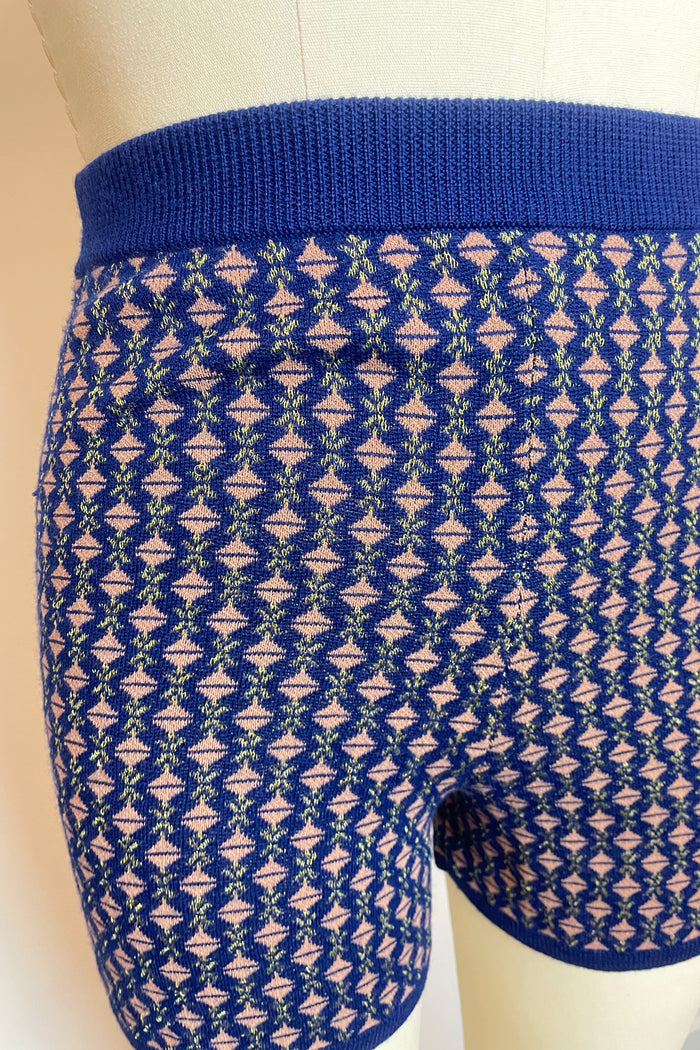 Dries Van Noten Navy & Pink Jacquard Knit Shorts image 3