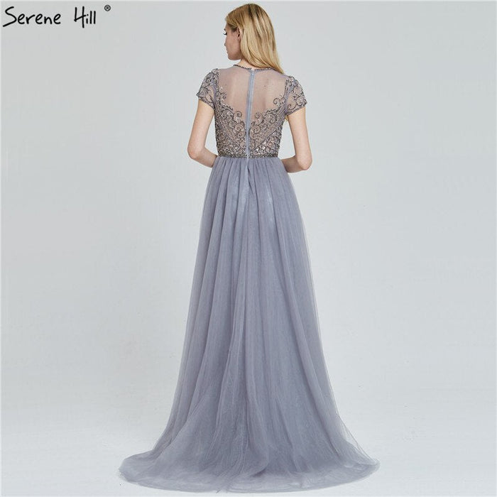 Dubai Crystal Short Sleeve Evening Dresses Design 2025 Luxury Mermaid Sexy Formal Dress Serene Hill LA60960 - SERENE HILL
