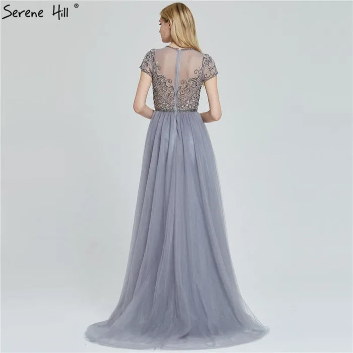 Dubai Crystal Short Sleeve Evening Dresses Design 2025 Luxury Mermaid Sexy Formal Dress Serene Hill LA60960 - SERENE HILL