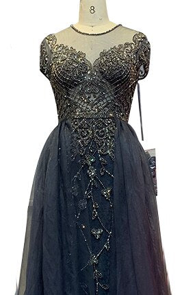 Dubai Crystal Short Sleeve Evening Dresses Design 2025 Luxury Mermaid Sexy Formal Dress Serene Hill LA60960 - SERENE HILL