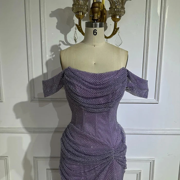 Dubai Elegant Purple Evening Dress with Sleeveless Tulle LA72790 - SERENE HILL
