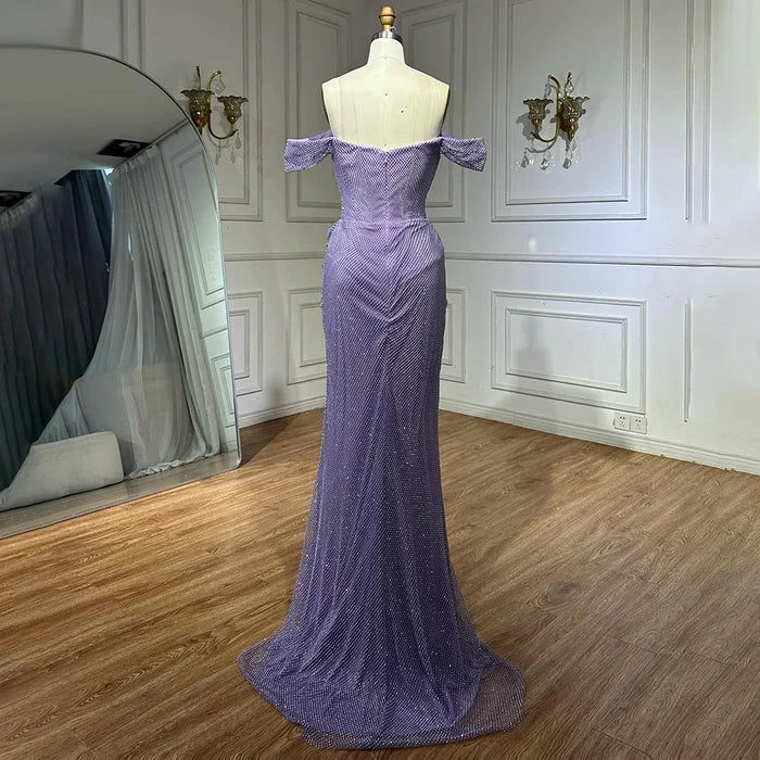 Dubai Elegant Purple Evening Dress with Sleeveless Tulle LA72790 - SERENE HILL