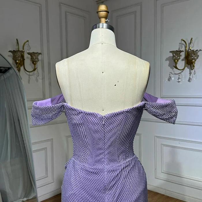 Dubai Elegant Purple Evening Dress with Sleeveless Tulle LA72790 - SERENE HILL