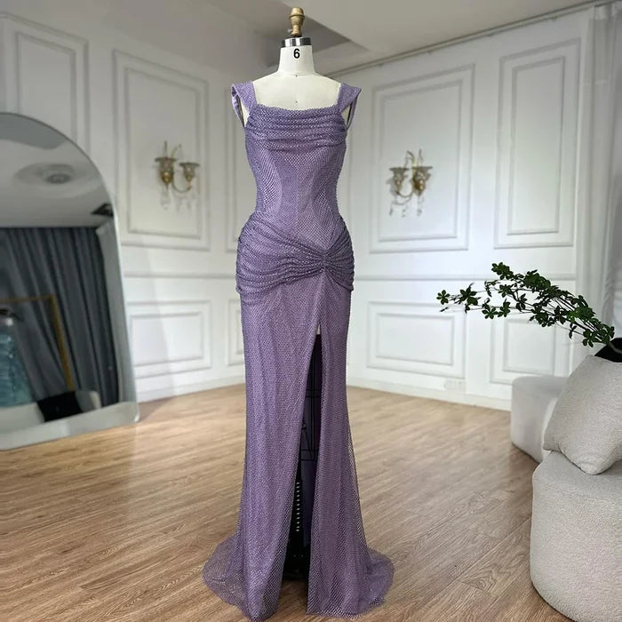 Dubai Elegant Purple Evening Dress with Sleeveless Tulle LA72790 - SERENE HILL