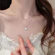 Duet Pearl & Heart Necklace - Fashionnsio