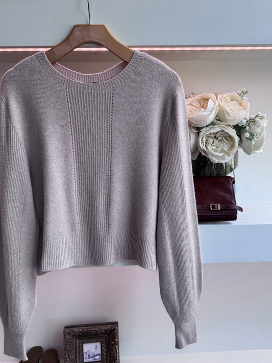 Earth Beige Crop Knit Sweater - Amor Lafayette