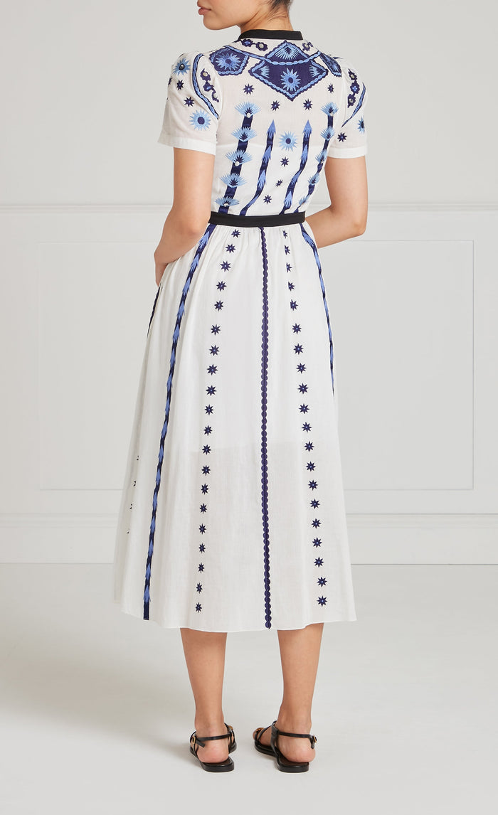 Edith Shirt Dress - White & Blue