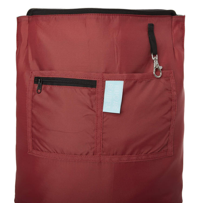 Ela Mo™ Daypack Rucksack | A Rose.  Innenbereich des Rucksacks mit Fächern und Schlüsselanhänger.
