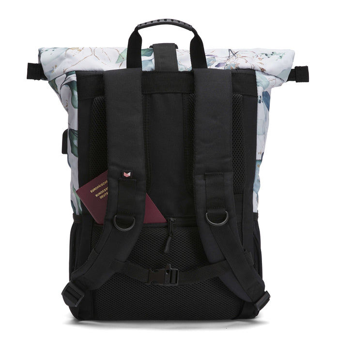Rolltop Rucksack Waterleaf Gold Rückseite