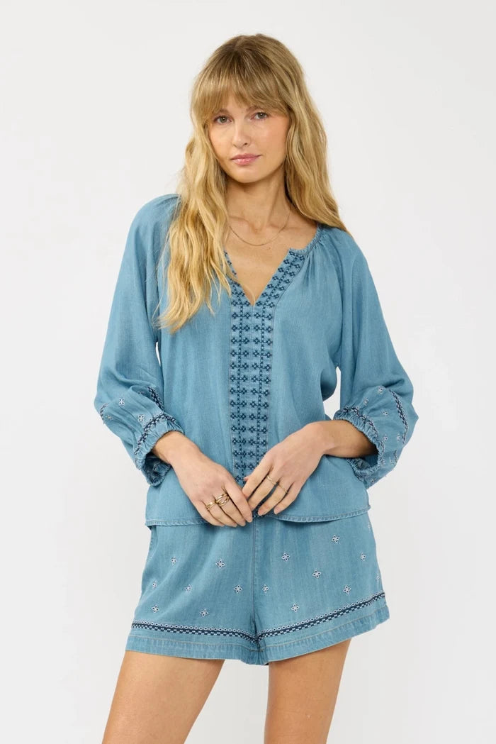 Embroidered Long Sleeve Top