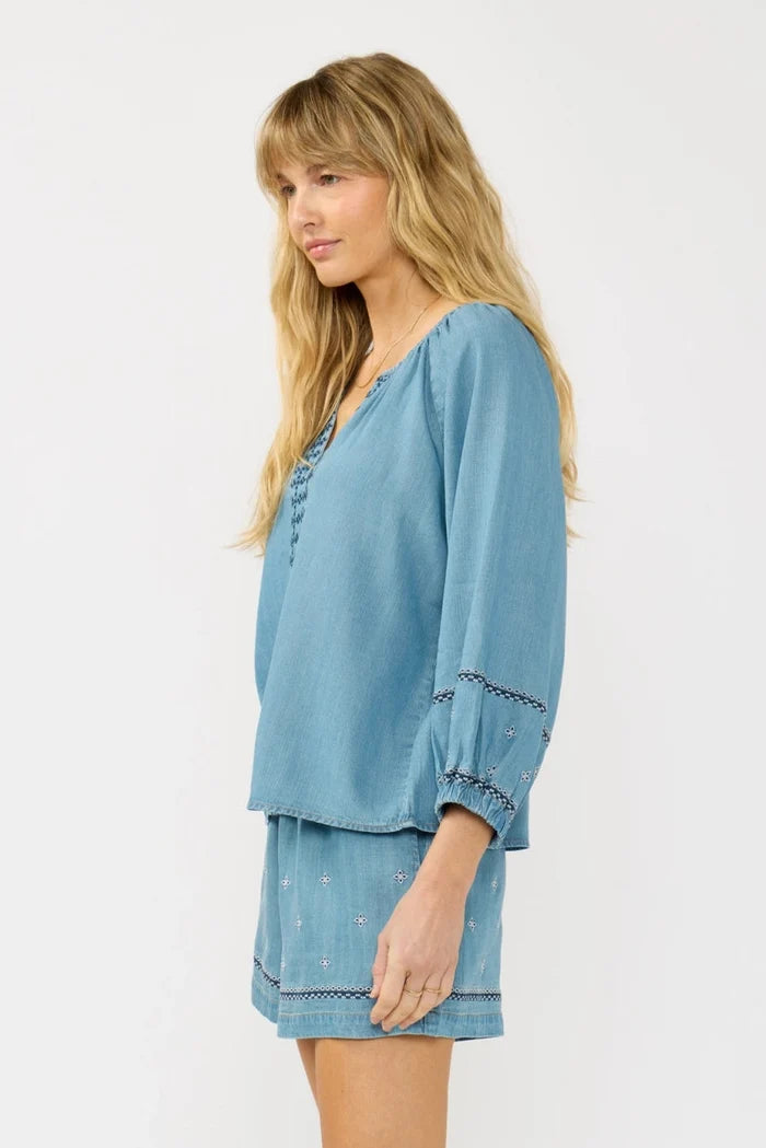 Embroidered Long Sleeve Top