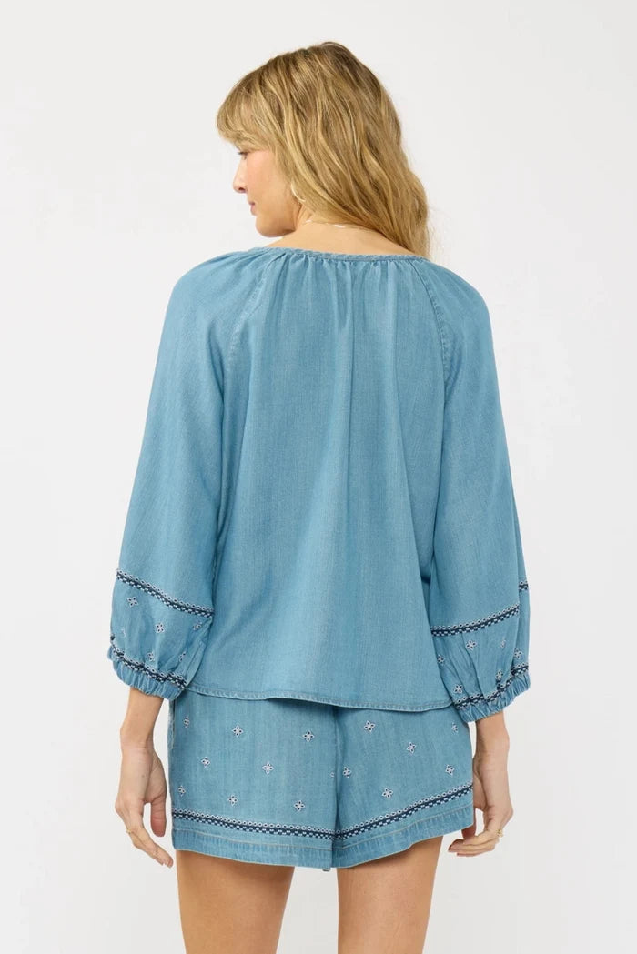 Embroidered Long Sleeve Top