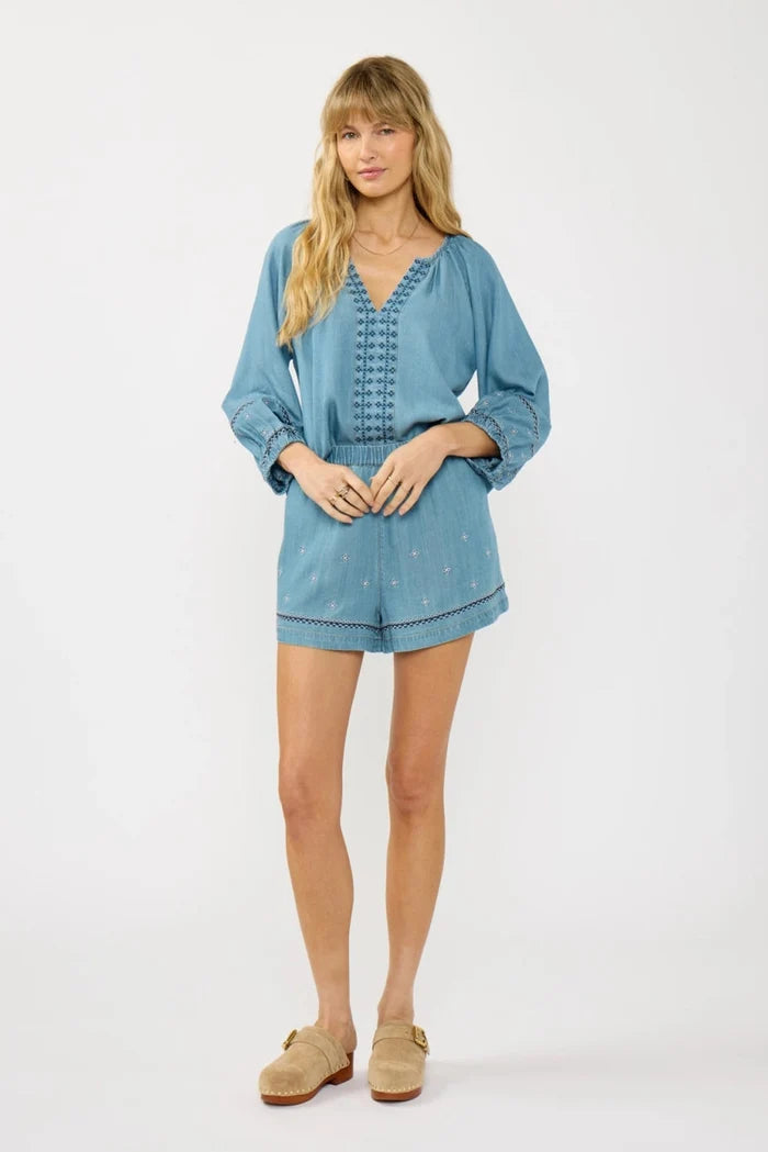 Embroidered Long Sleeve Top