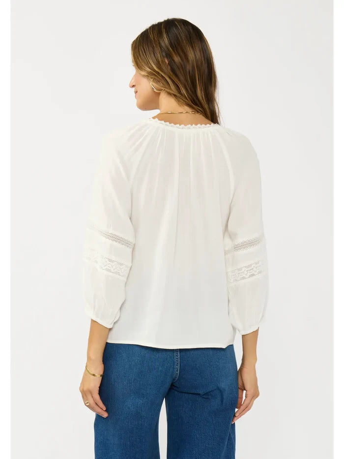 Embroidered Split Neck Blouse