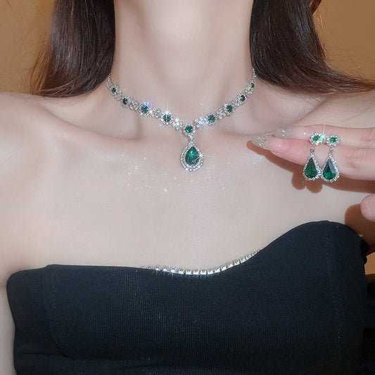 Emerald Necklace & Earring Set - Fashionnsio