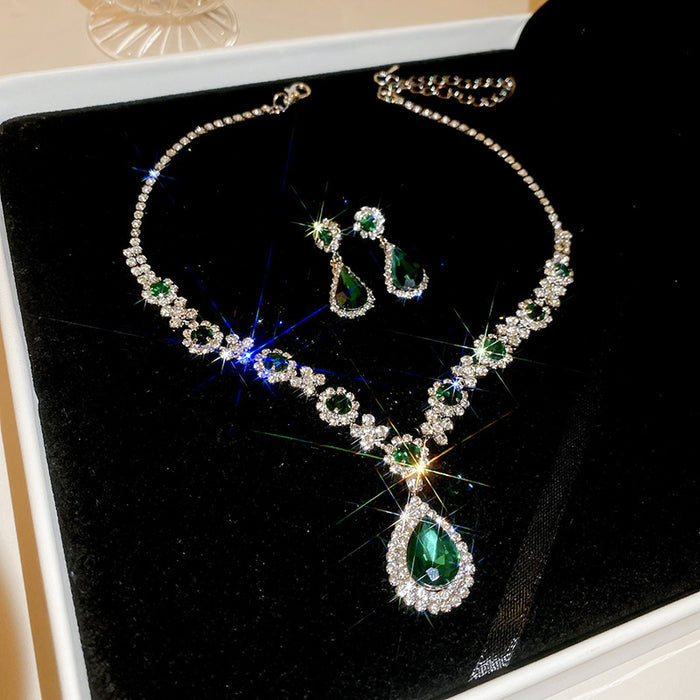 Emerald Necklace & Earring Set - Fashionnsio