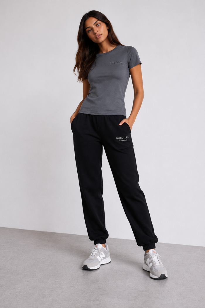 Fitted Short Sleeve Stretch Cotton T-Shirt - Grey