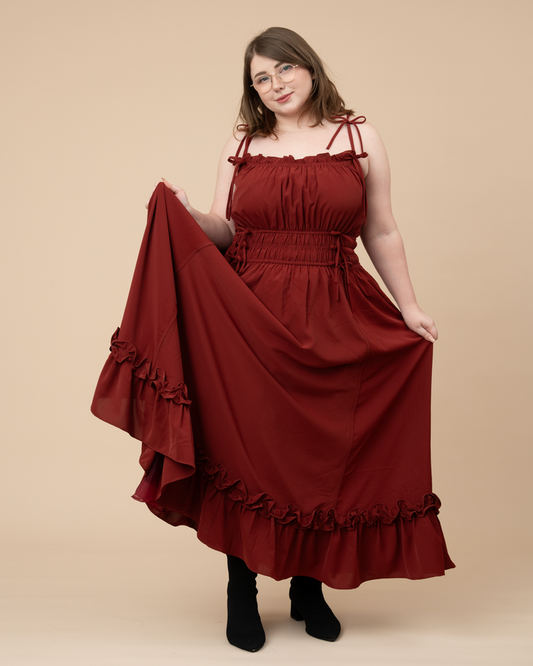 Fleur Dress in Carmine Rose