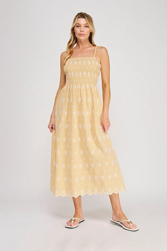 Floral Embroidered Gingham Maxi