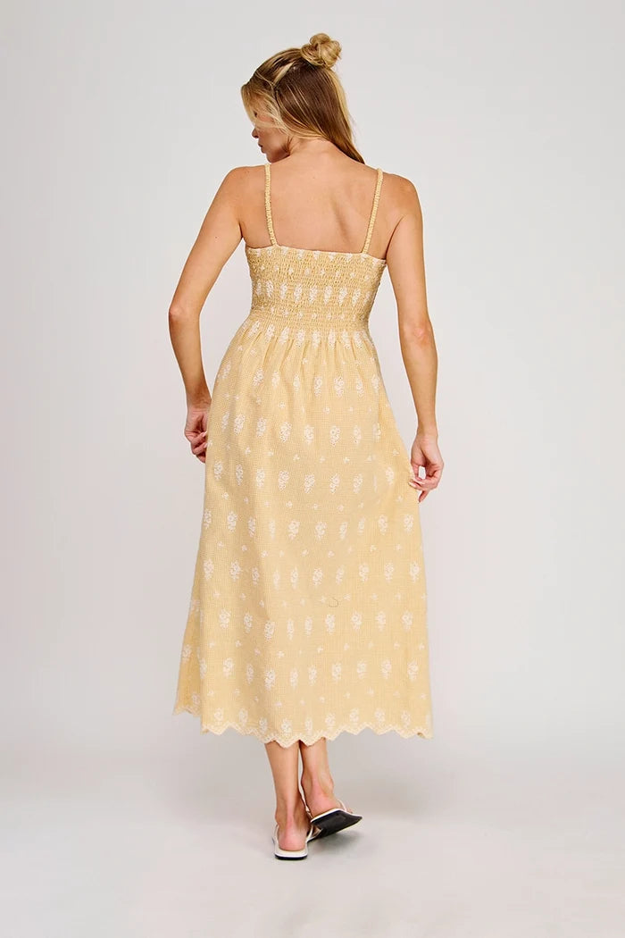 Floral Embroidered Gingham Maxi