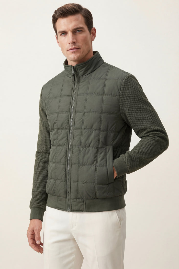 Frosinone Quilted Hybrid Jacket Olive Green