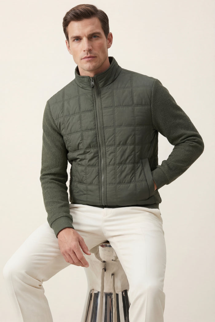 Frosinone Quilted Hybrid Jacket Olive Green