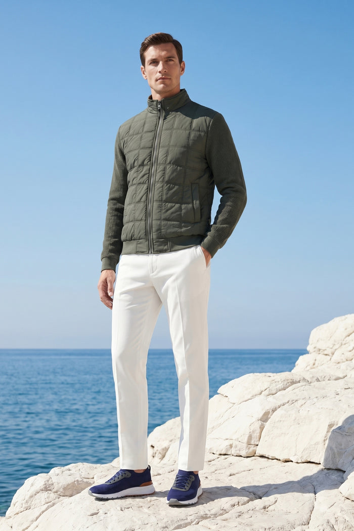 Frosinone Quilted Hybrid Jacket Olive Green