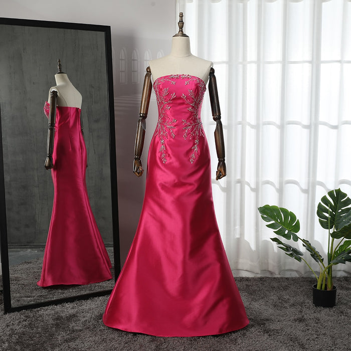 Fuchsia Mermaid Dubai Luxury Evening Dresses with Cape Shawl LA71896 - SERENE HILL