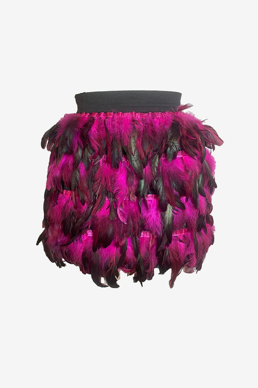 Fuschia Feather Mini Skirt image 0