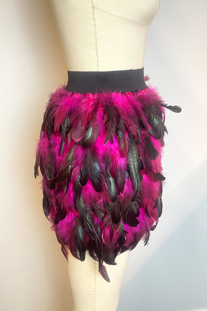 Fuschia Feather Mini Skirt image 3