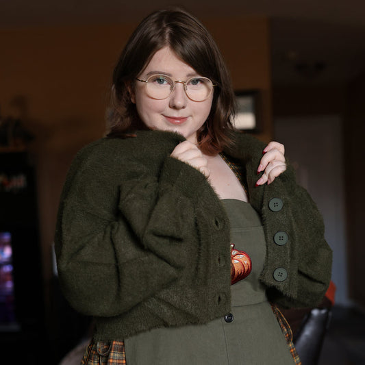 Fuzzy Moss Cropped Cardigan