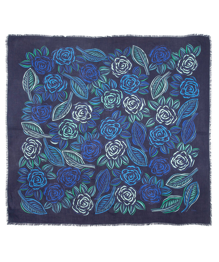 Gestural Rose Square in color navy