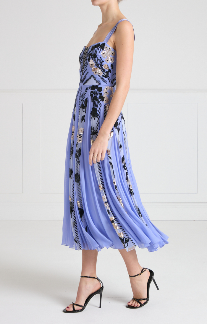 Gilded Strappy Dress - Lavender Blue