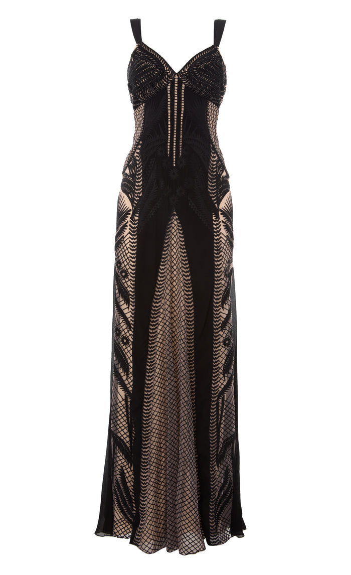 Giselle Strappy Gown - Black Mix