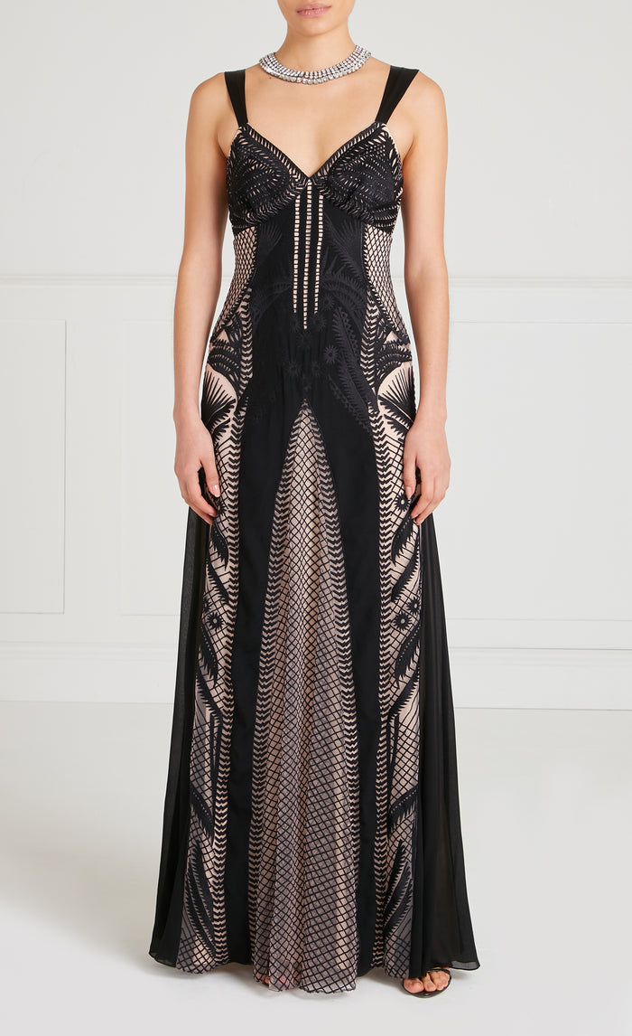 Giselle Strappy Gown - Black Mix