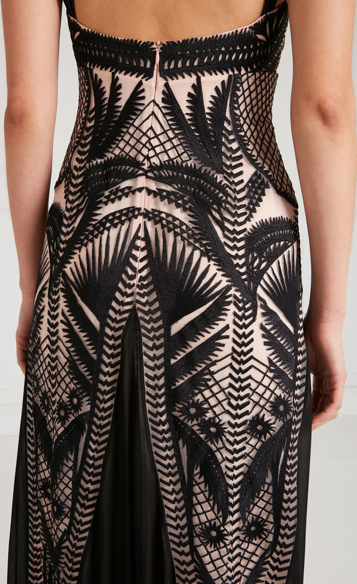 Giselle Strappy Gown - Black Mix