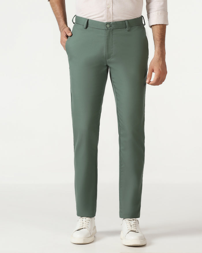 Green Solid Khakis - Janis