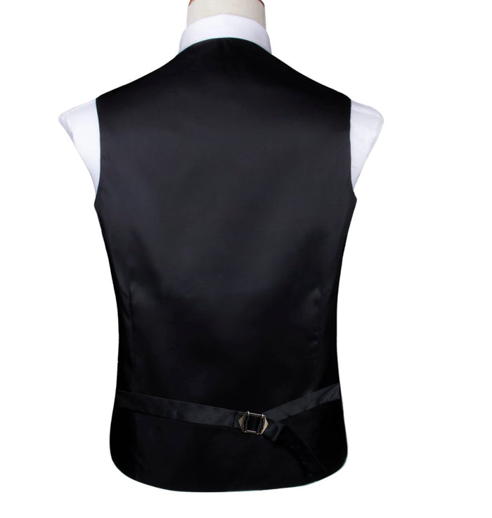Green Yellow 4 PC Paisley Waistcoat and Necktie Pocket Square Cufflink Vest Set- MJ-0025 - SimonVon Shop