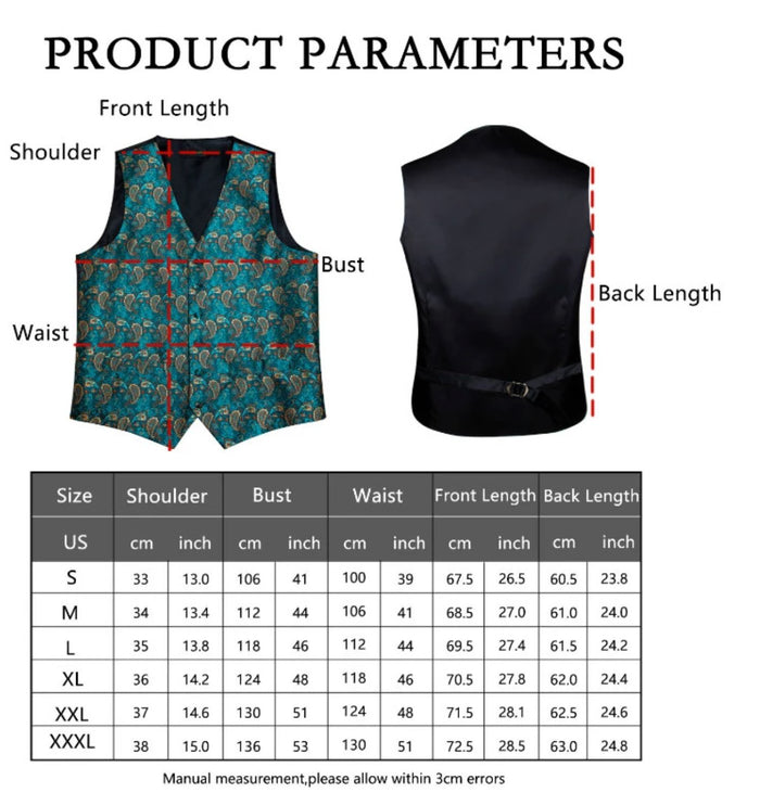 Grey Black Floral Jacquard Silk Waistcoat Vest Handkerchief Cufflinks Tie Vest Set-Mj-2003 - SimonVon Shop