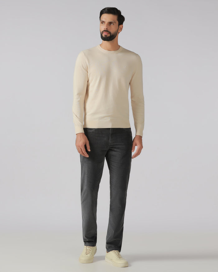 Grey Corduroy Solid Khakis - Veil